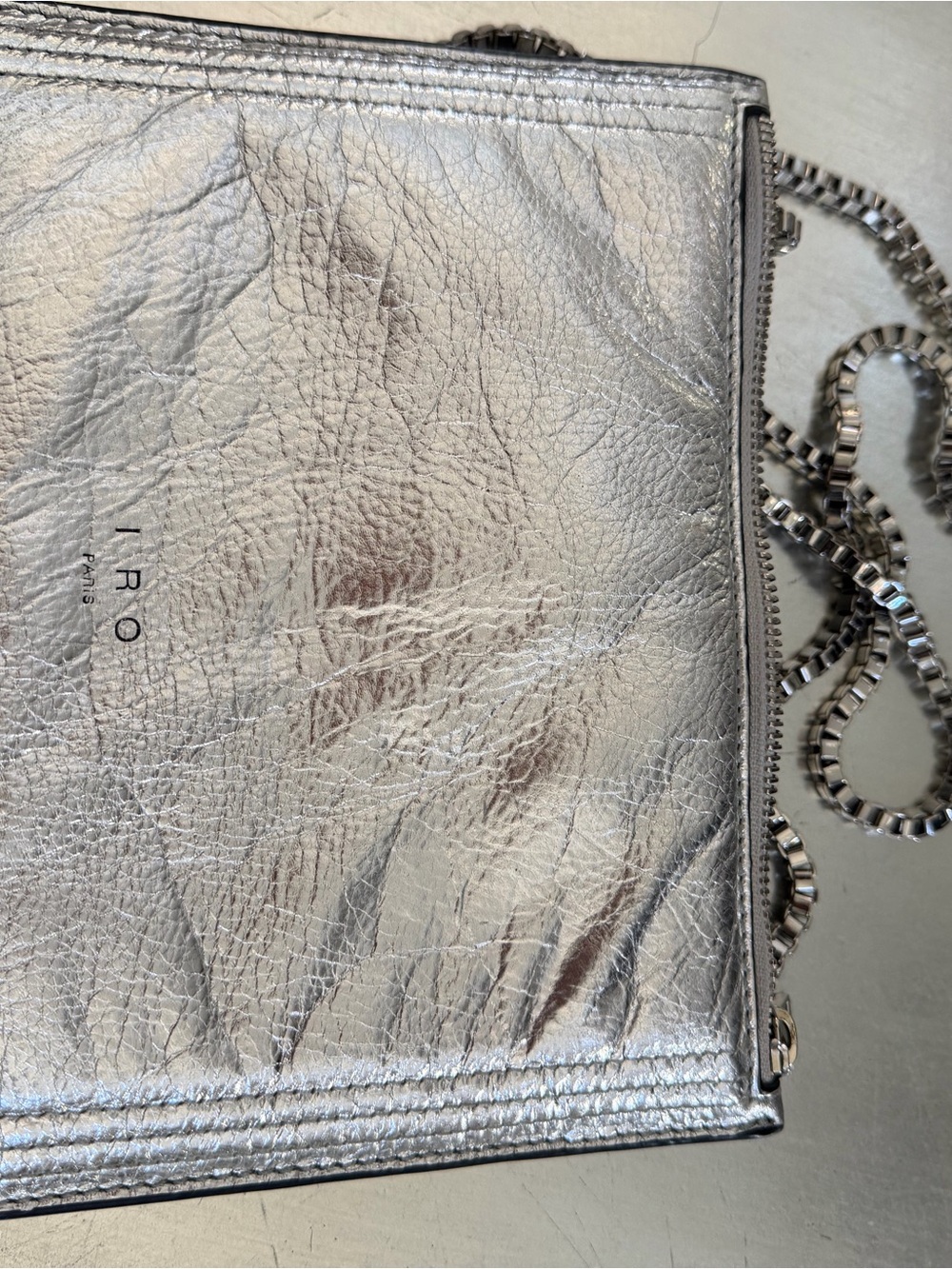 IRO Paris Silver Quilted Leather Chain Crossbody Bag - Picture 2 of 8
